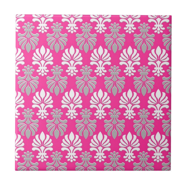 Carreau Motif floral indien d'impression de bloc - rose (Devant)