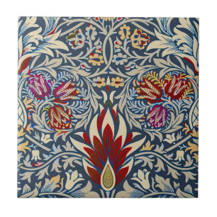 Carreau Motif floral indigo vintage de William Morris