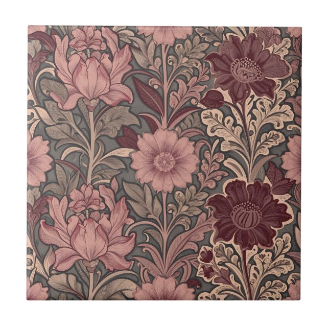 Carreau Motif floral inspiré de William Morris (Devant)
