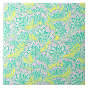 Carreau Motif floral jaune vert mou