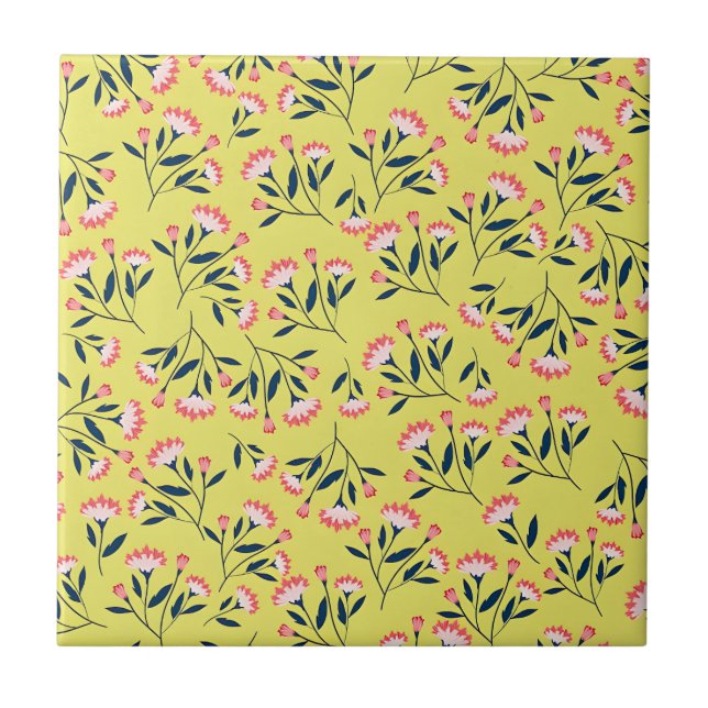 Carreau Motif floral joyeux : Fleurs roses (Devant)