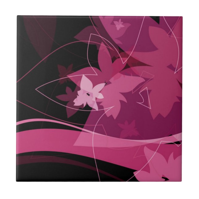 Carreau Motif floral magenta (Devant)