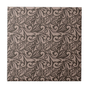 Carreau Motif floral marron élégant sur fond rose clair