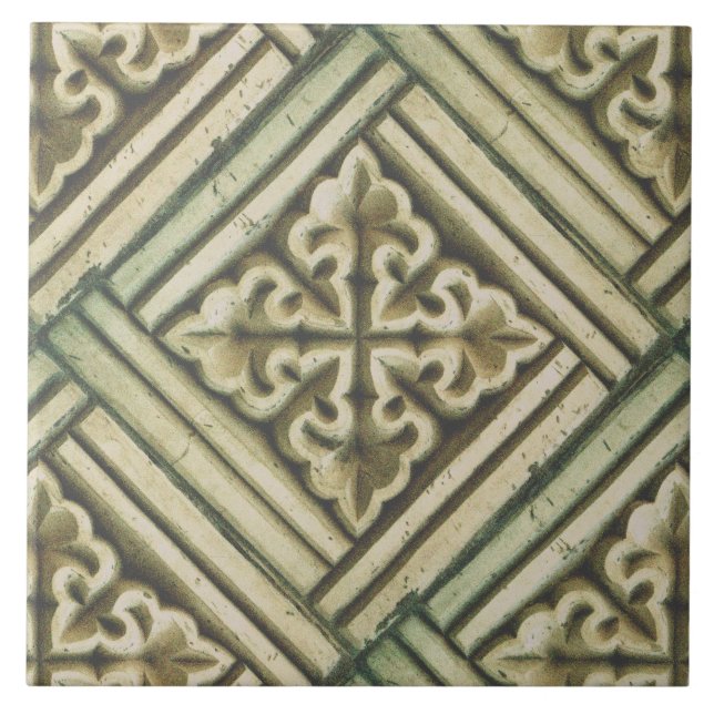 Carreau Motif floral Maure espagnol Faux relief (Devant)