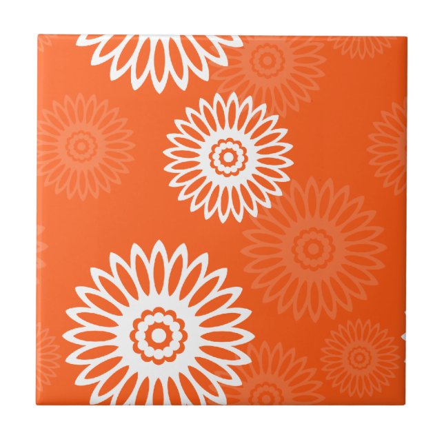 Carreau Motif floral minimaliste tangerine orange margueri (Devant)