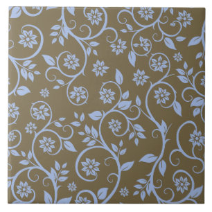 Carreau motif floral moderne bleu et marron