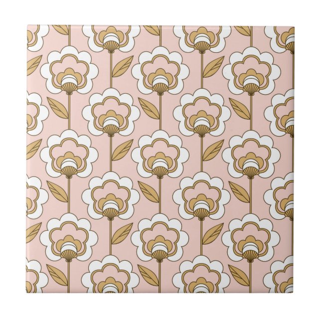 Carreau Motif floral moderne de la moitié du siècle (Devant)