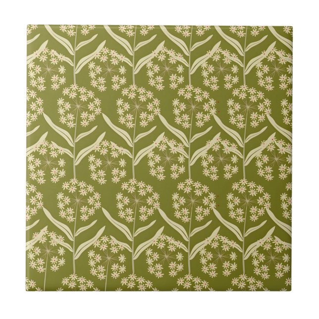 Carreau Motif floral moderne : Fleurs d'ombelle blanches (Devant)