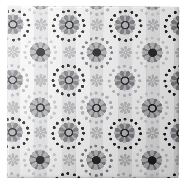 Carreau Motif floral monochrome moderne élégant (Devant)