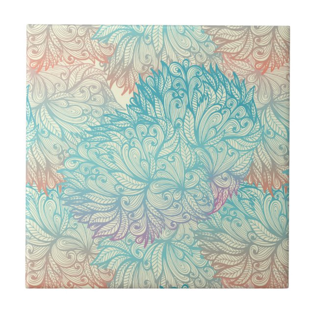 Carreau Motif floral multicolore de griffonnage (Devant)