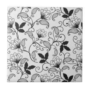 Carreau Motif floral noir de personnaliser