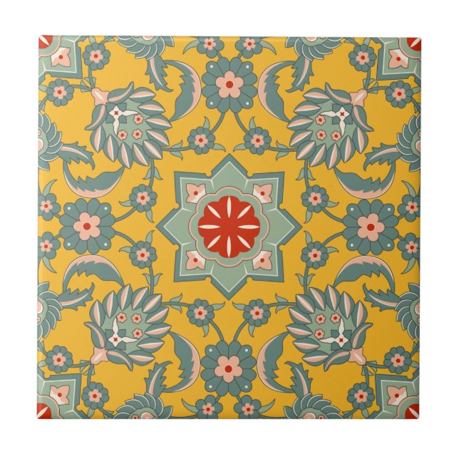 Carreau Motif floral ottoman vintage (Devant)