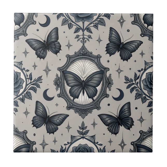 Carreau Motif floral papillon gothique (2) (Devant)