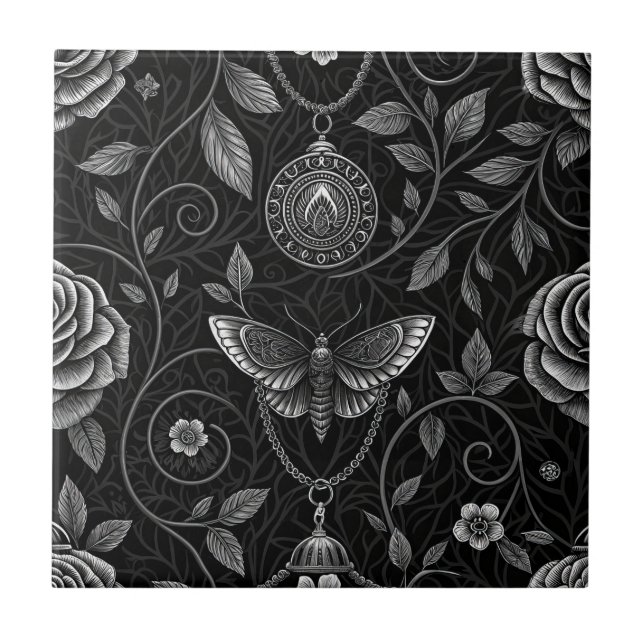 Carreau Motif floral papillon gothique (3) (Devant)