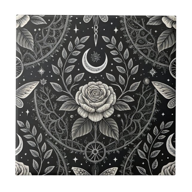 Carreau Motif floral papillon gothique (4) (Devant)