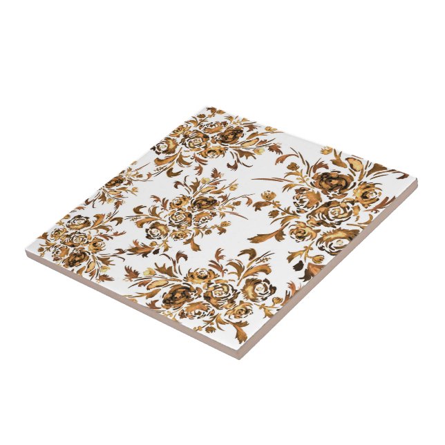 Carreau Motif floral portugais doré (Côté)