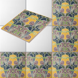 Carreau Motif floral psychédélique Art nouveau vintage