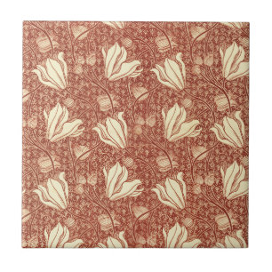 Carreau Motif floral Red Lily de style William Morris