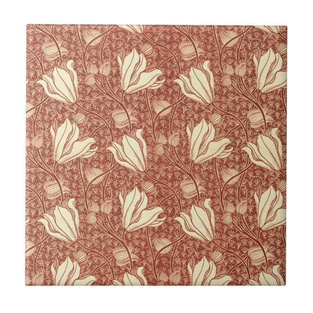 Carreau Motif floral Red Lily de style William Morris (Devant)