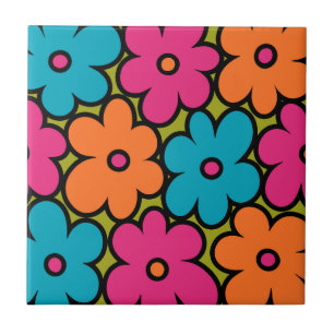 Carreau Motif floral rétro coloré