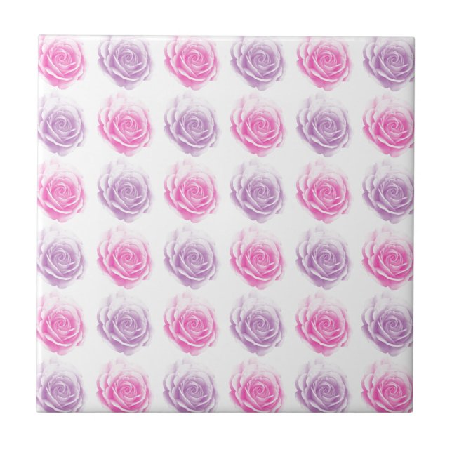 Carreau Motif floral rose rose et violet (Devant)