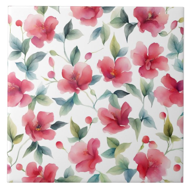 Carreau Motif floral rouge brumeux (Devant)