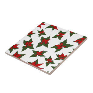 Carreau Motif floral rouge de poinsettia de Noël