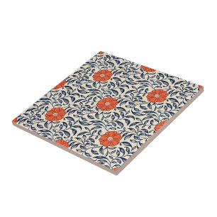 Carreau Motif floral sans couture avec fleur orange vibran
