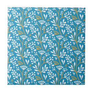 Carreau Motif floral sans couture : blanc et or sur fond b