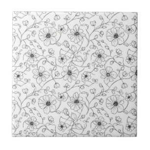 Carreau Motif floral sans couture d'art en ligne minimalis
