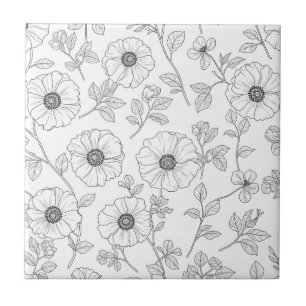 Carreau Motif floral sans couture d'art en ligne minimalis
