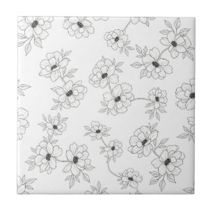 Carreau Motif floral sans couture minimaliste en art linéa