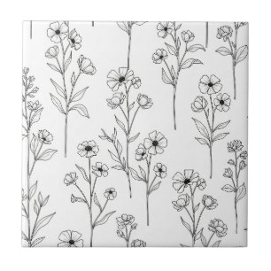 Carreau Motif floral sans couture minimaliste en ligne art