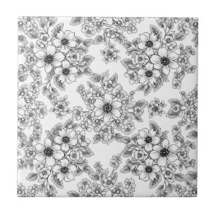 Carreau Motif floral sans couture minimaliste en ligne art
