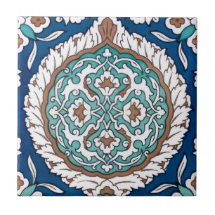 Carreau Motif floral sarcelle et bleu marocain vintage
