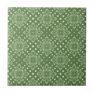 Carreau Motif floral serein sur fond vert