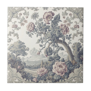 Carreau Motif floral toile français de ferme rustique vint