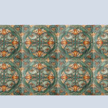 Carreau Motif floral vert Art nouveau<br><div class="desc">Joliment décorées dans un style vintage,  ces carreaux décoratifs en céramique présentent un motif floral vert menthe et ambre de style Art Nouveau.</div>