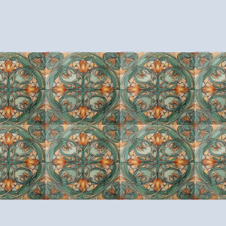 Carreau Motif floral vert Art nouveau