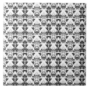 Carreau Motif Floral victorien sans couture noir blanc