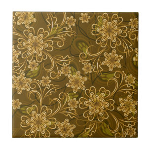 Carreau Motif floral vintage d'or
