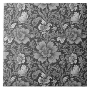 Carreau Motif floral vintage monochrome