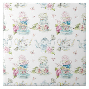 Carreau Motif floral vintage pour thé à la Victoria Waterc