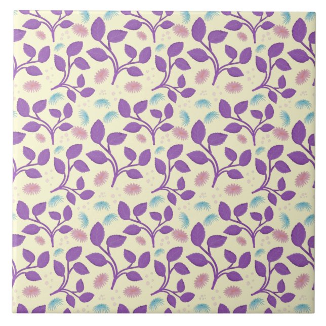 Carreau Motif floral violet foncé | Esthétique sans coutur (Devant)