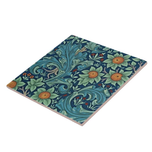 Carreau Motif floral William Morris Rouge Jaune bleu vert (Côté)