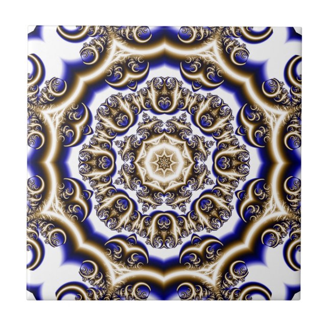 Carreau Motif fractal bleu rond (Devant)