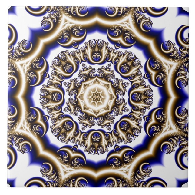Carreau Motif fractal bleu rond (Devant)