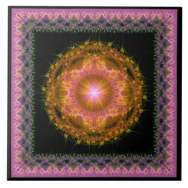 Carreau Motif fractal brillant multicolore (Devant)