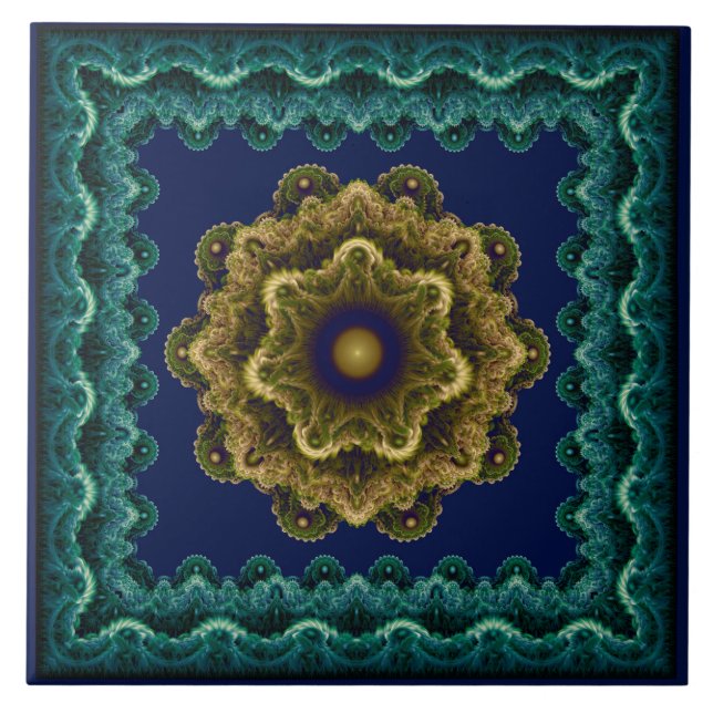 Carreau Motif fractal encadré floral de fée (Devant)