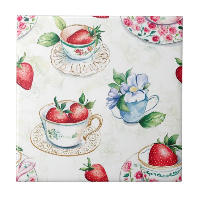Carreau Motif fraise Cottagecore  (Devant)